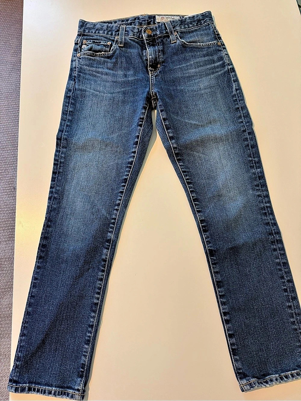AG Straight Leg Cropped Jeans in Blue